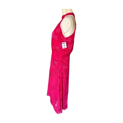 Maggie London Pink Halter Neck Floral Midi Dress, Size 6