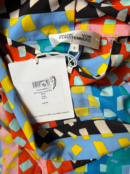 New Diane von Furstenberg Colorful Striped Silk Dress, Size Small