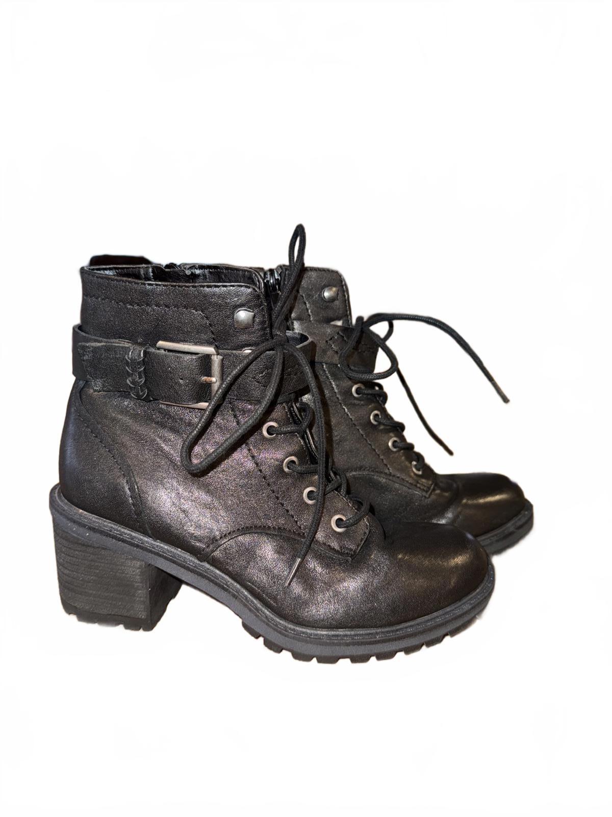 New Zodiac Women's Heeled Combat Boots with Buckle Detail, size 7