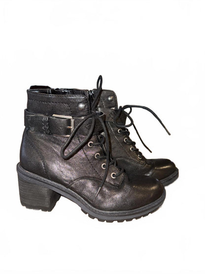 New Zodiac Women's Heeled Combat Boots with Buckle Detail, size 7