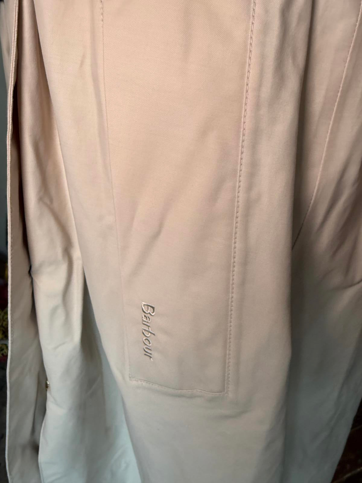 New Barbour Women's Beige Trench Coat with Belt, Size 10