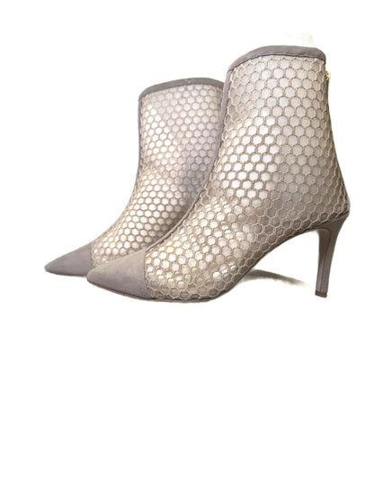 L'Agence Cerise Pointed Toe Bootie In Cashew Suede/Mesh