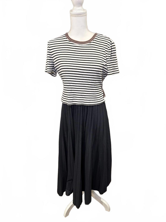 Tanya Taylor logan pleated stripe midi shirt dress, Large