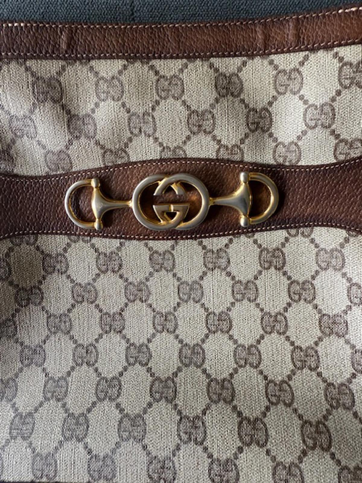 Rare Vintage 1970's Gucci Horsebit Canvas and Leather Shoulder bag