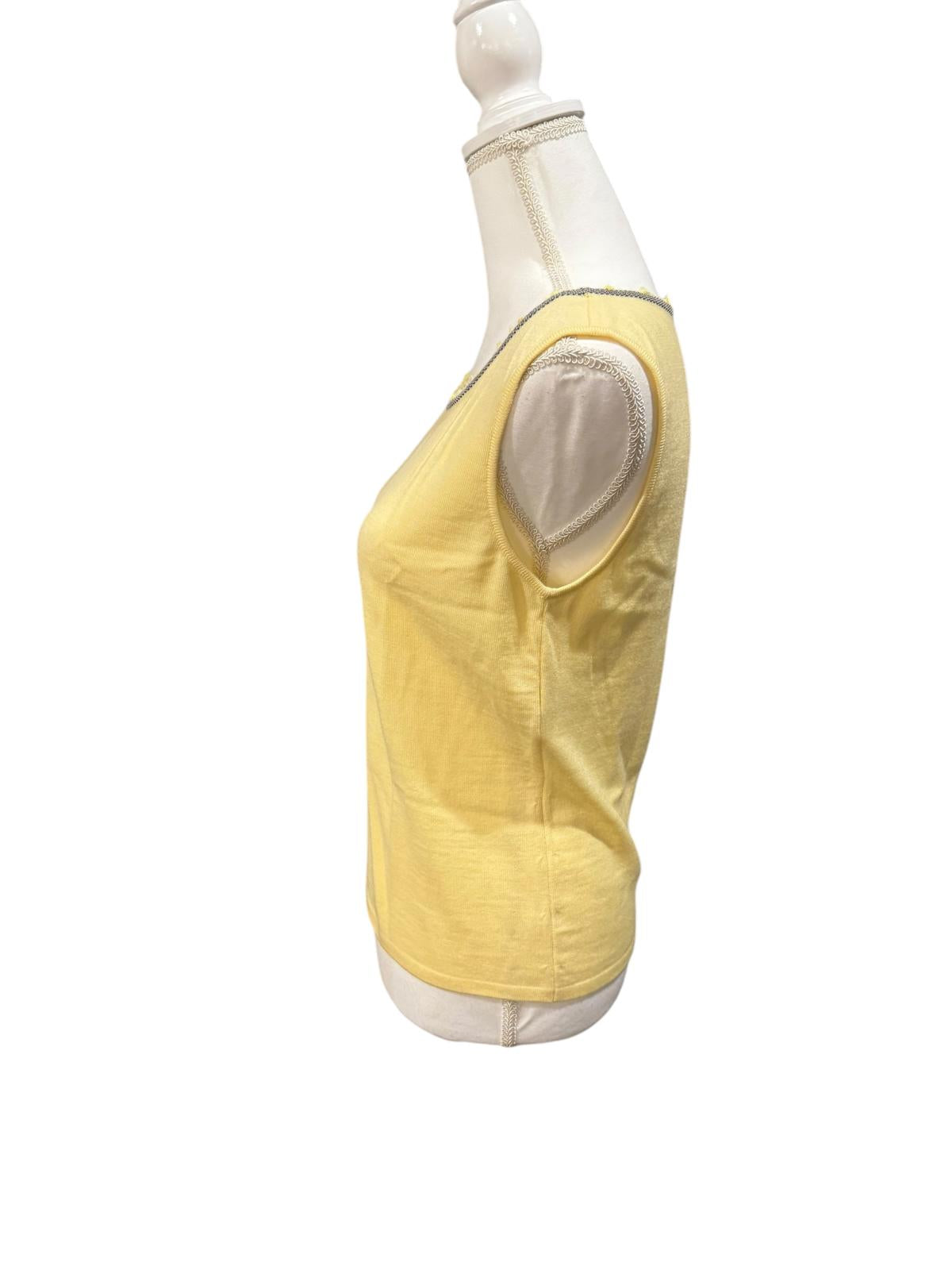 Escada Yellow Sleeveless Wool Knit Top, Size 38 (US Medium)