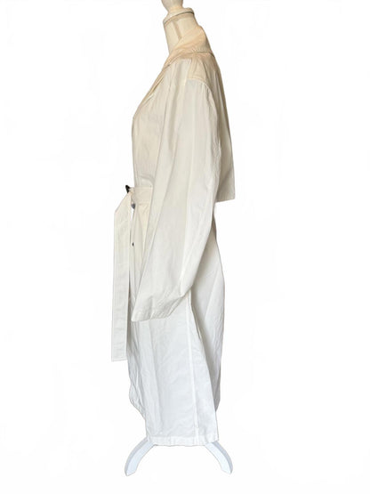 New Bottega Veneta Women's White Trench Coat with Belt and Double-Breasted Buttons, size IT 48