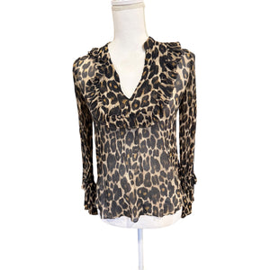 Robert Rodriguez XO Barneys New York Leopard Print Silk Blouse XS