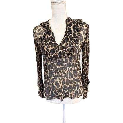 Robert Rodriguez XO Barneys New York Leopard Print Silk Blouse XS