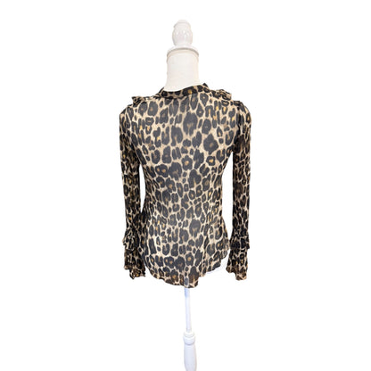 Robert Rodriguez XO Barneys New York Leopard Print Silk Blouse XS