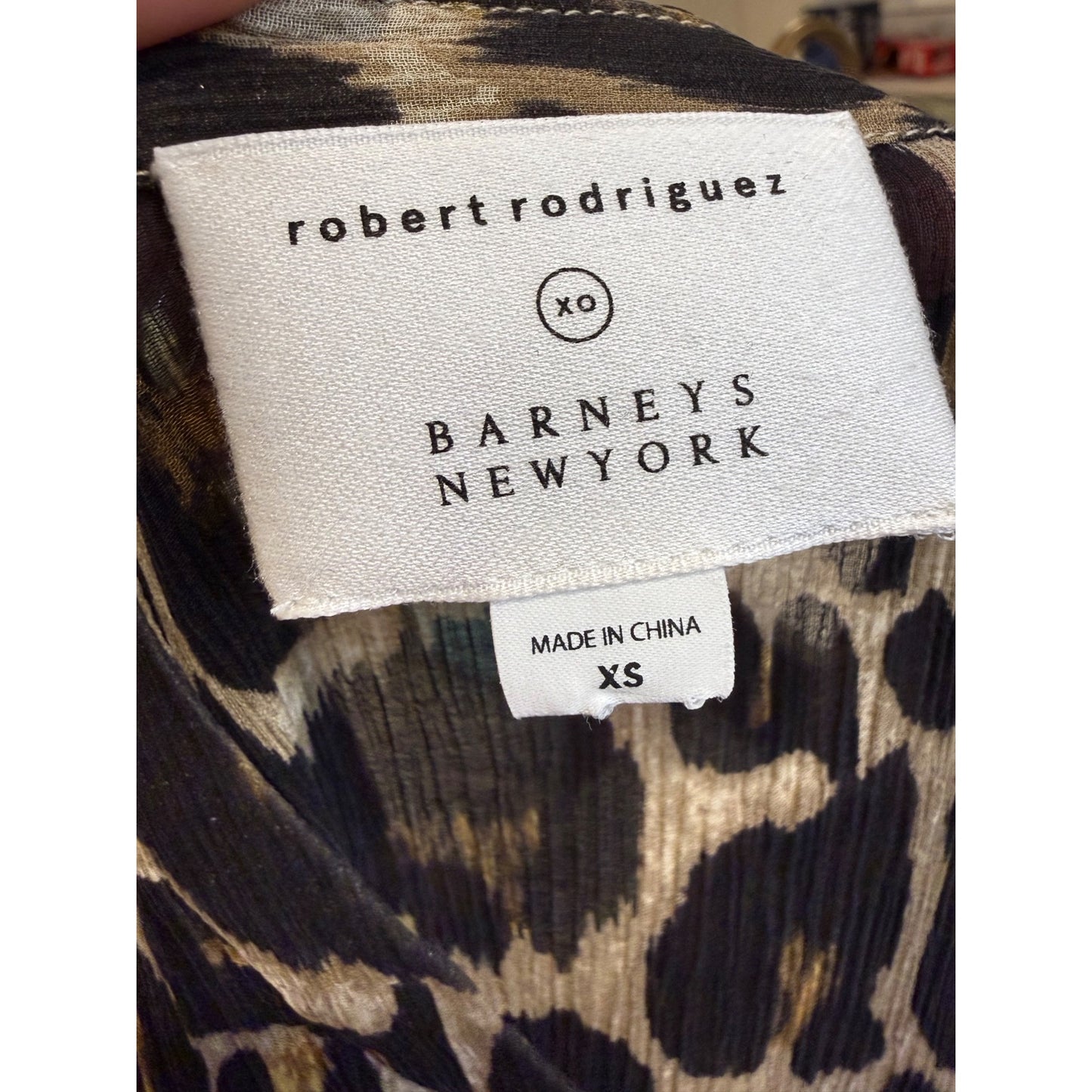 Robert Rodriguez XO Barneys New York Leopard Print Silk Blouse XS