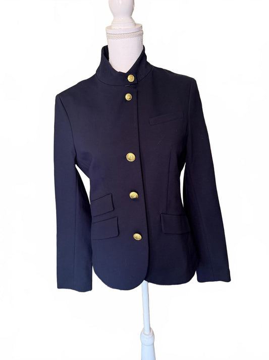 New Rag and Bone Navy Blue Military Style Jacket with Gold Buttons, Small