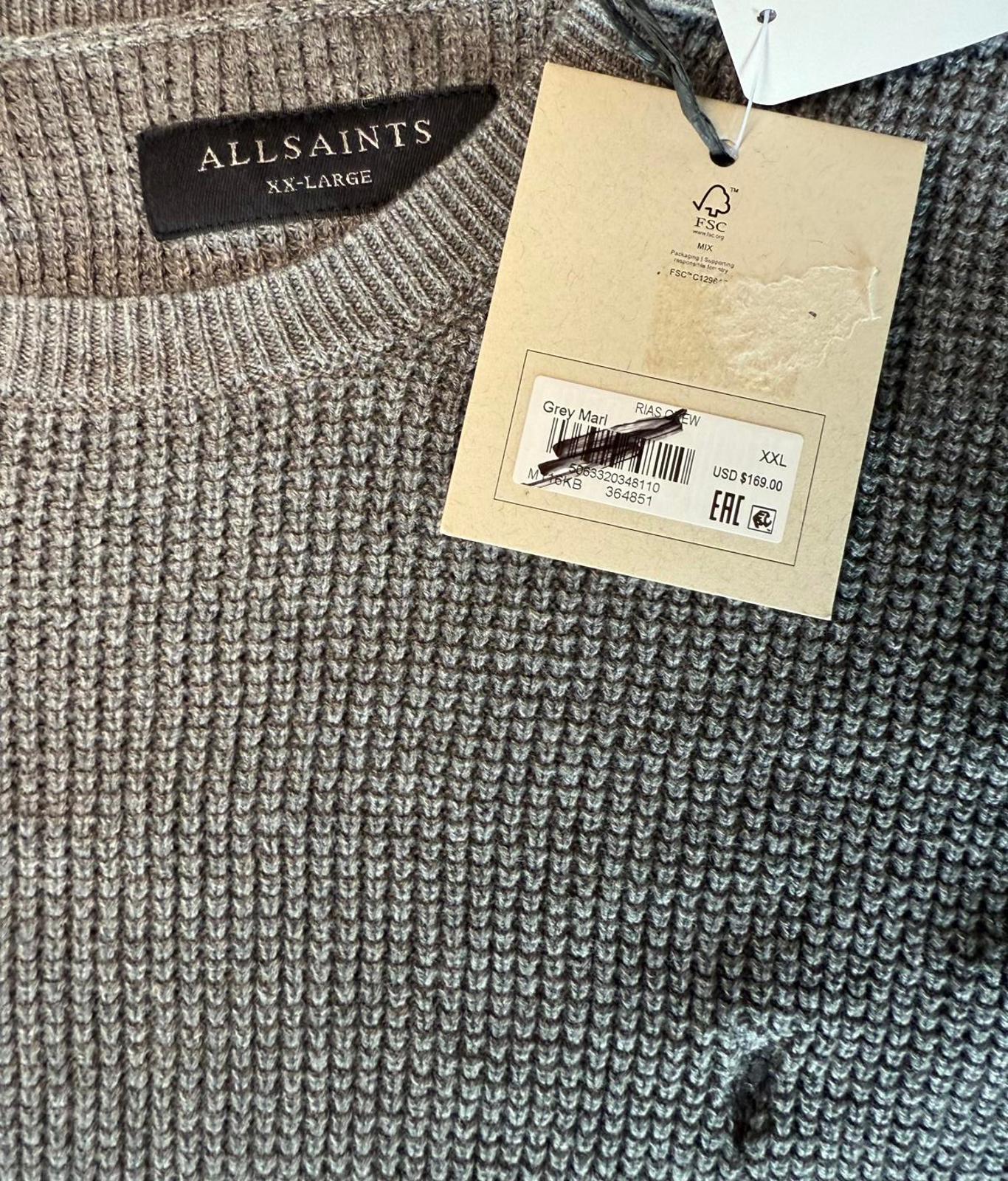 AllSaints Men's Grey Crew Neck Sweater XXL