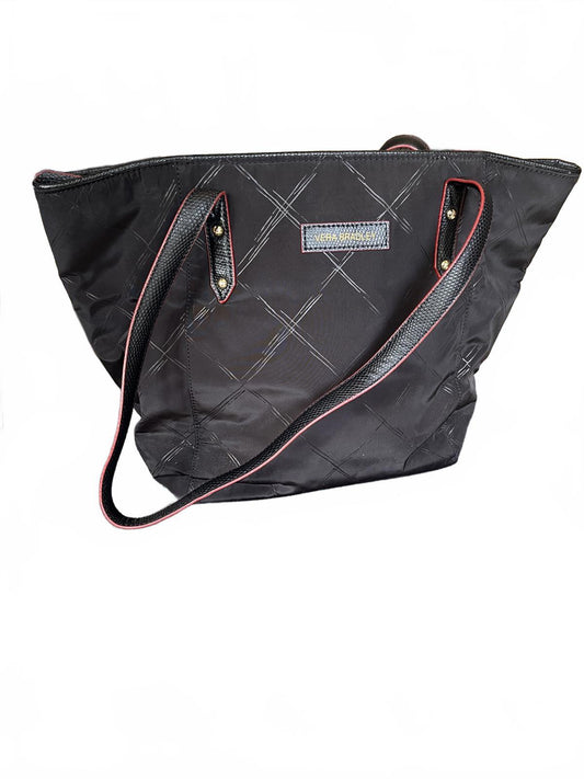 Vera Bradley Black Quilted Tote Bag with Leather Trim