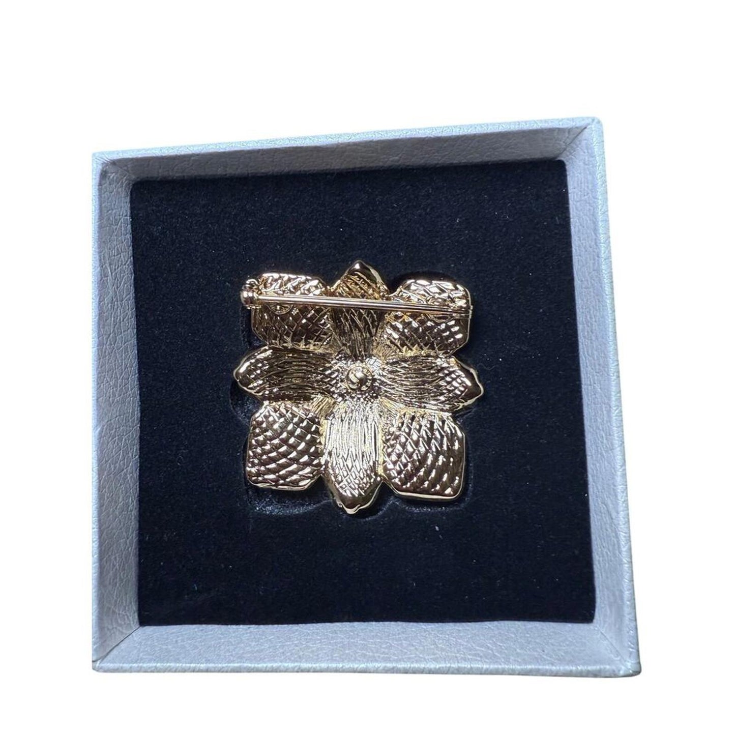 Vintage St John Gold Tone Mother of Pearl Brooch Pin