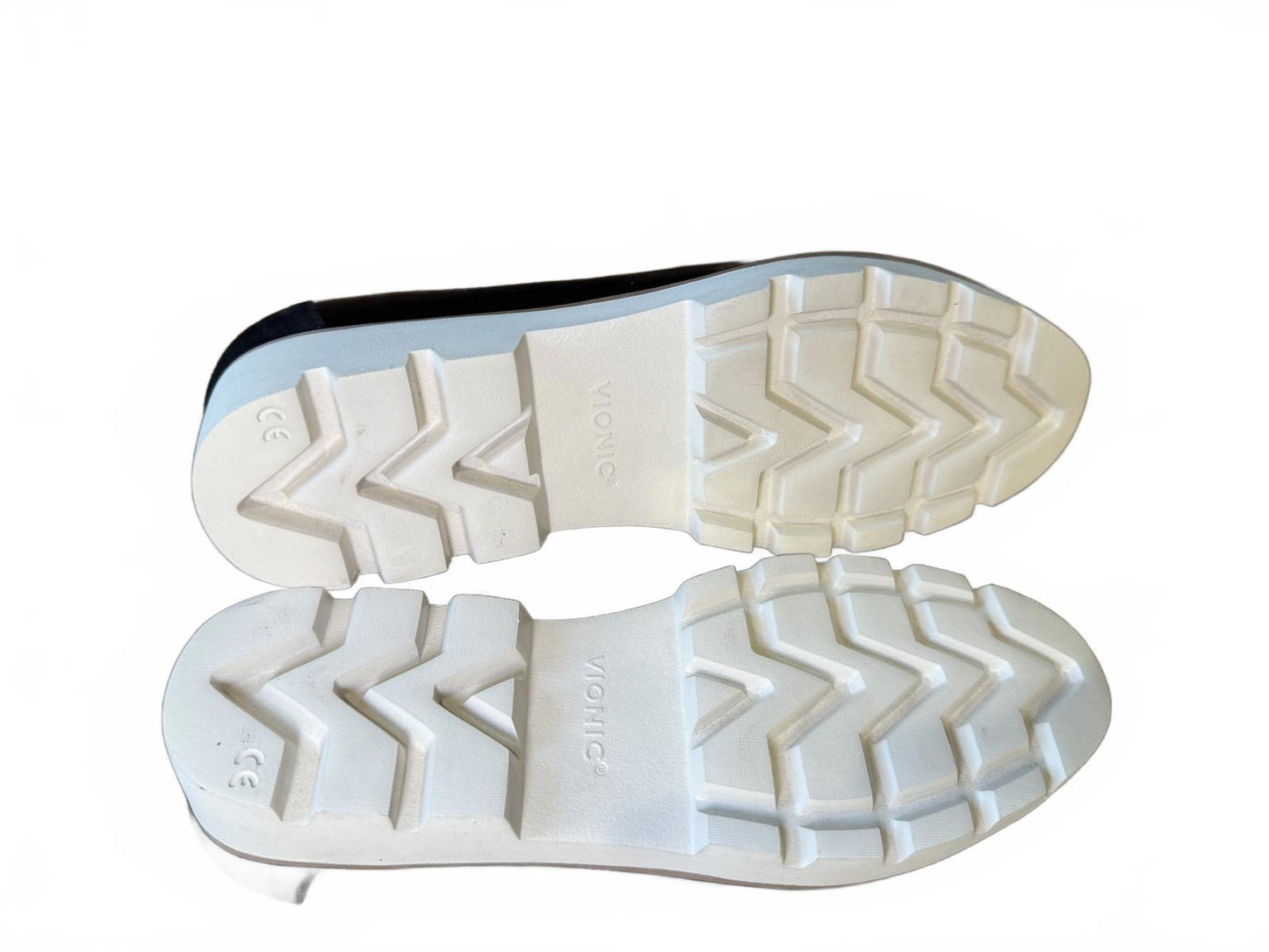 New Vionic Women's Black Patent Leather Loafers with White Sole