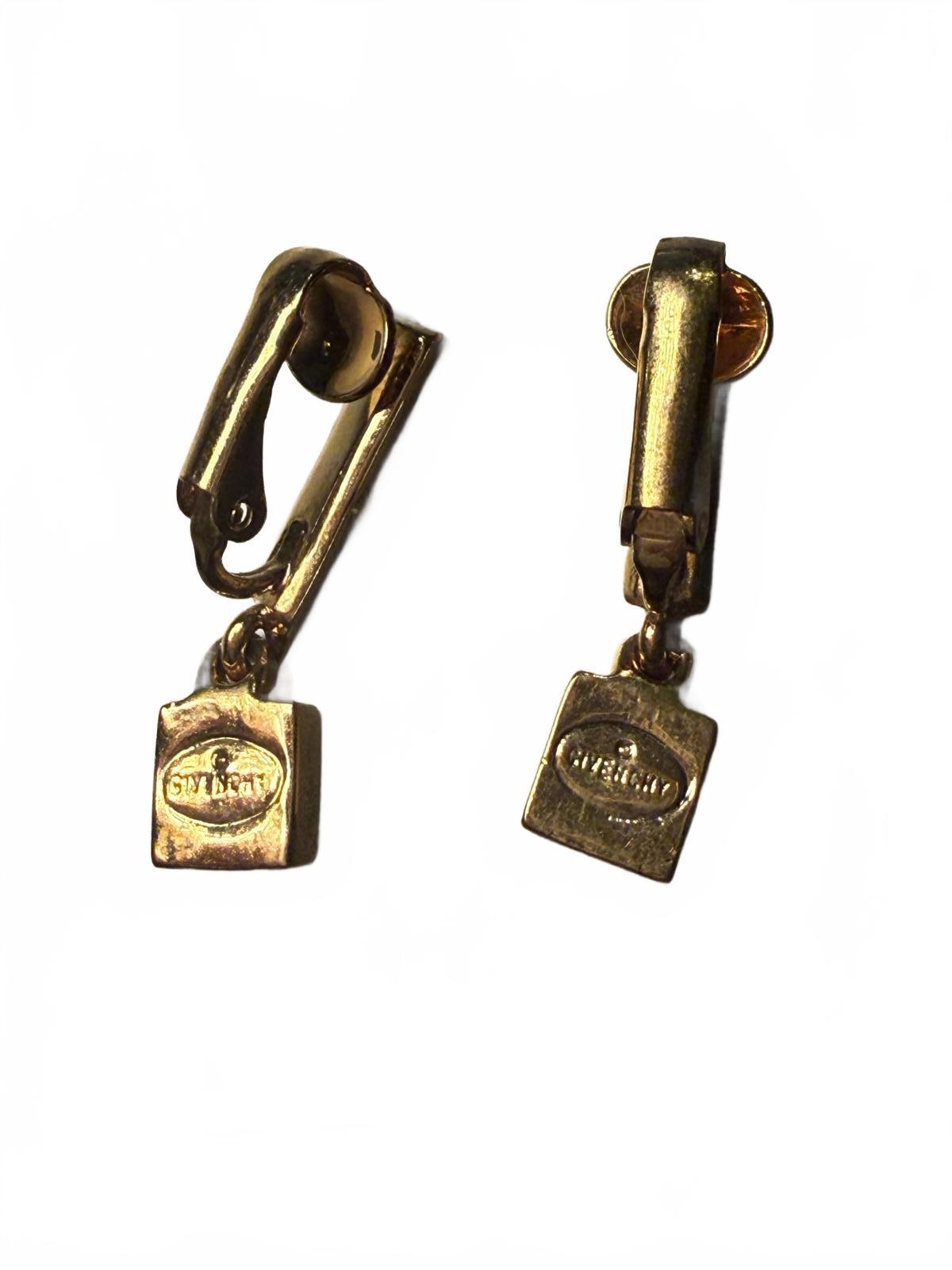 Givenchy Gold Tone Clip-On Earrings with Crystal Accents