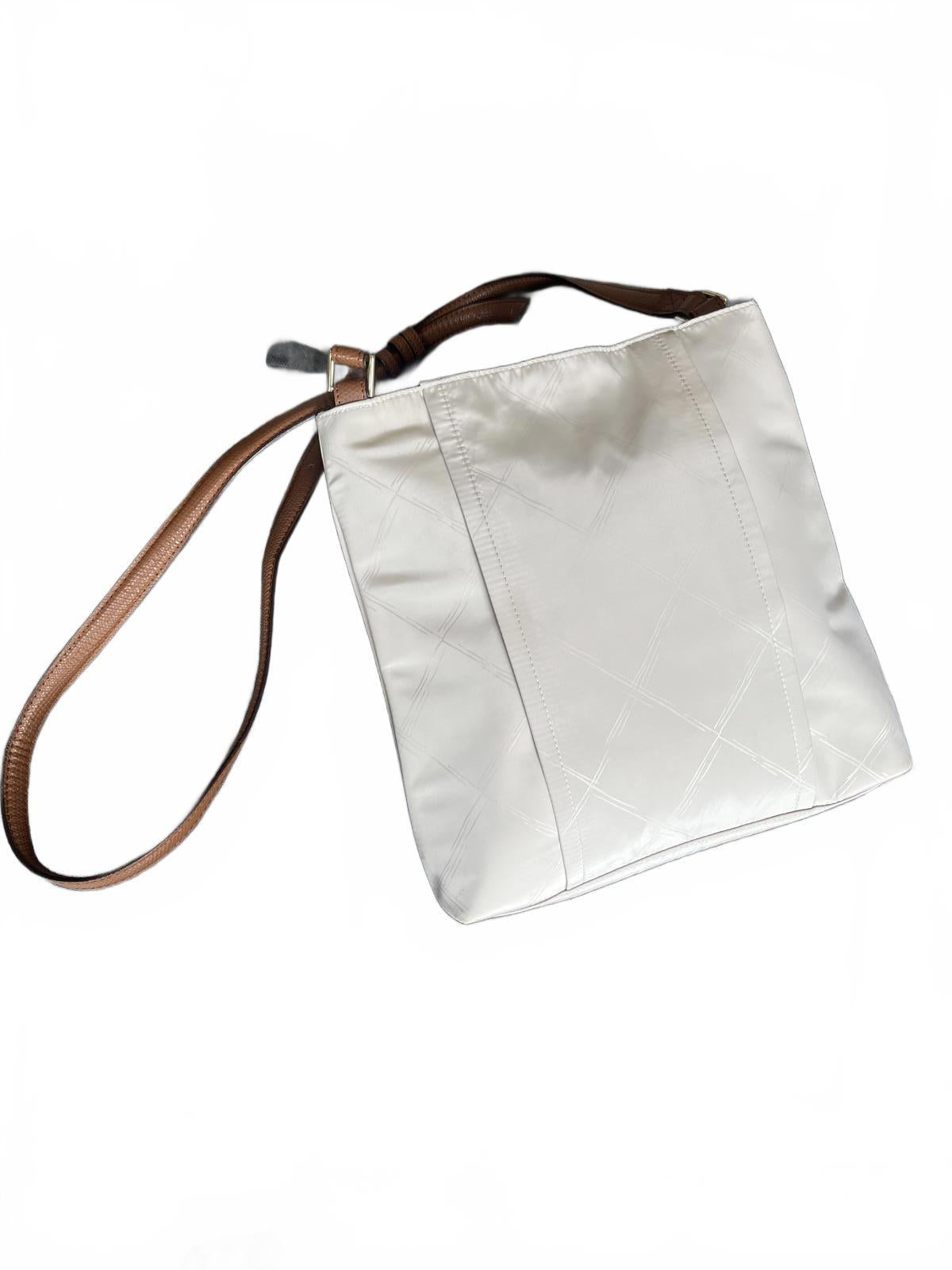 Vera Bradley White Crossbody Bag with Brown Strap