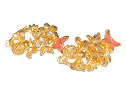 New Gold plated Floral Earrings with Rhinestones