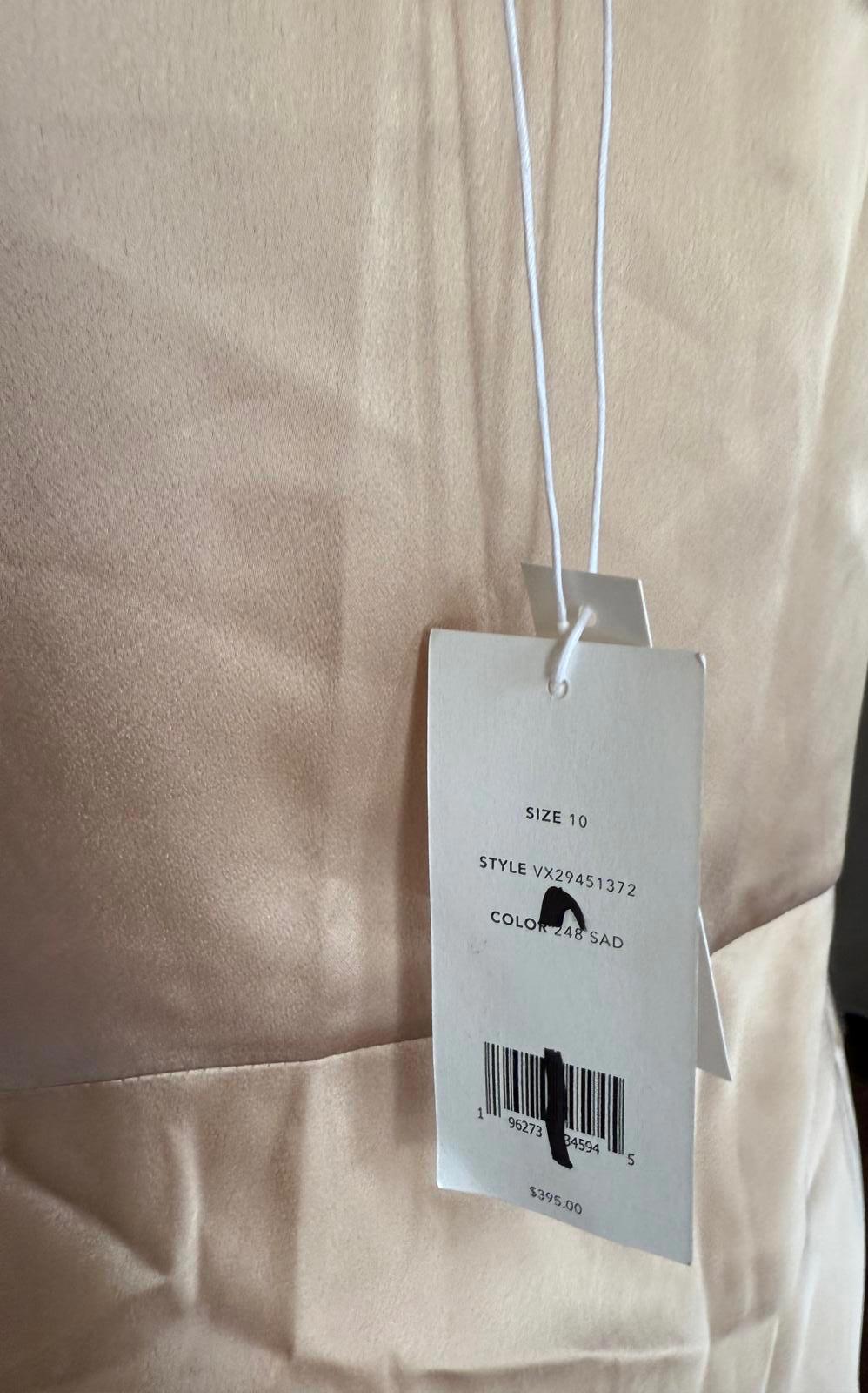 New Vince Gold Satin Slip Dress with Spaghetti Straps, Size 10