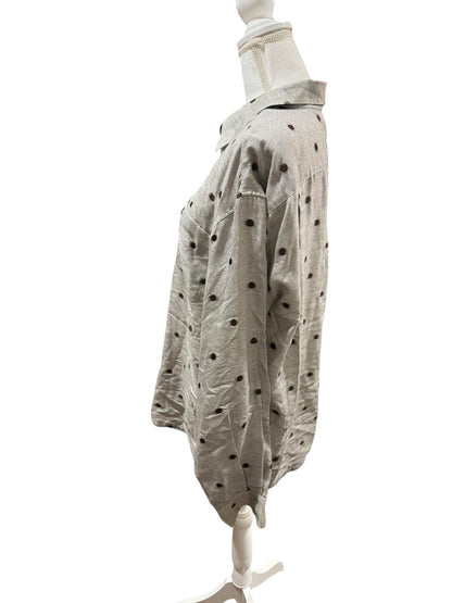 Celine Paris Polka Dot Button-Down Blouse, Size L