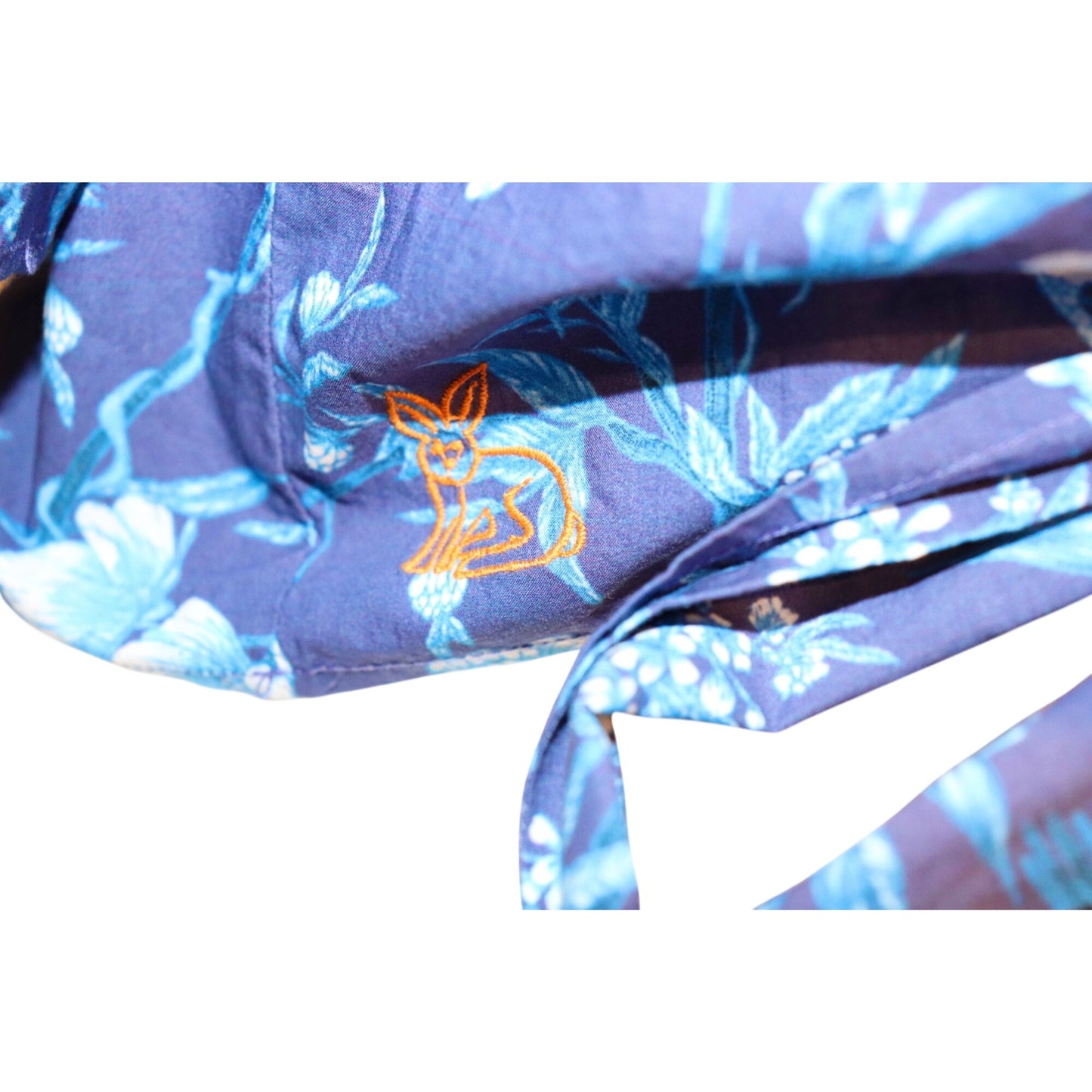 Coniglio Floral Kimono Wrap Top Blue Cranes Tie Front, NWT