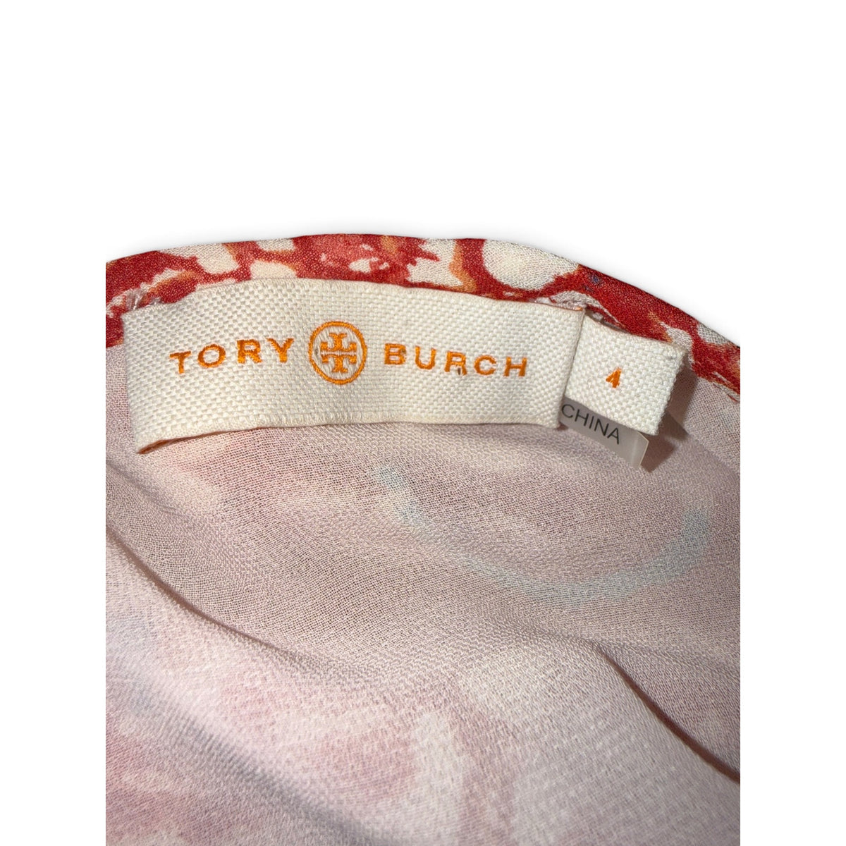 Tory Burch Womens Printed Silk Blouse With Tassels Boho Style Size 4