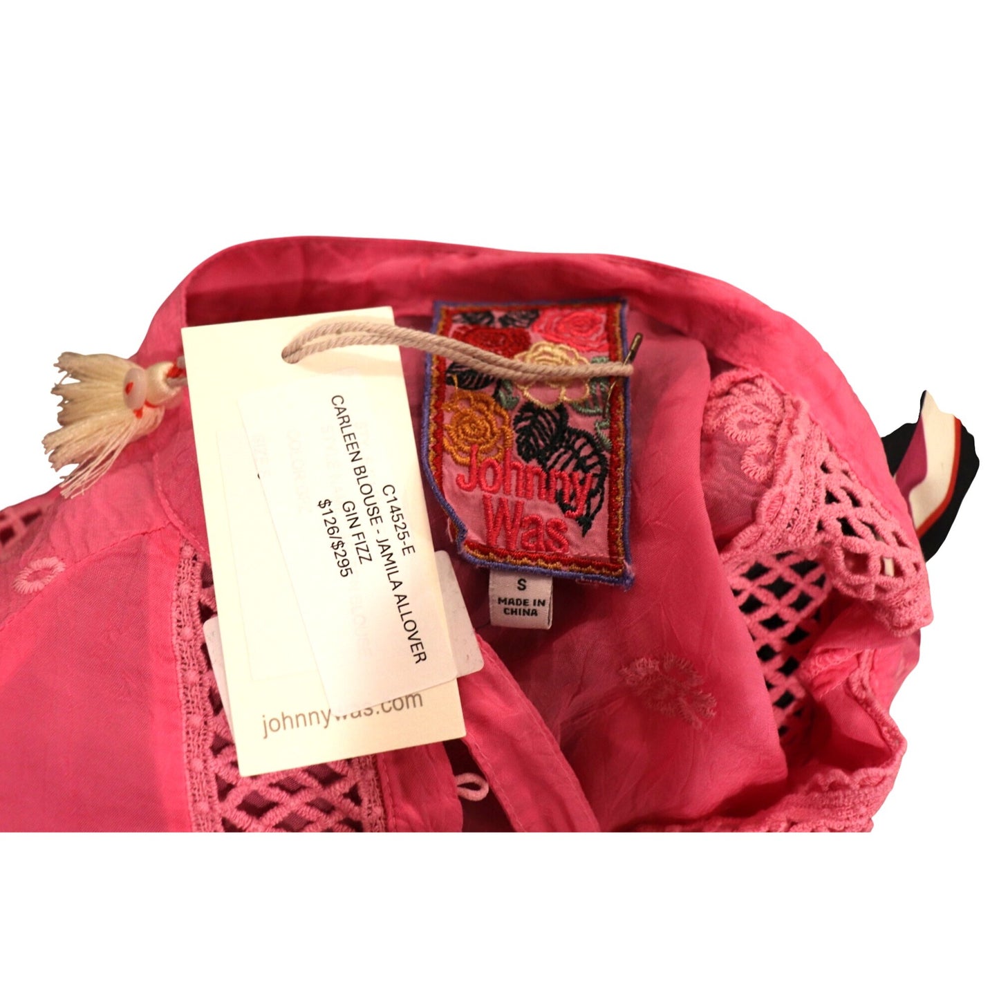 Johnny Was Pink Carleen Blouse, Small NWT