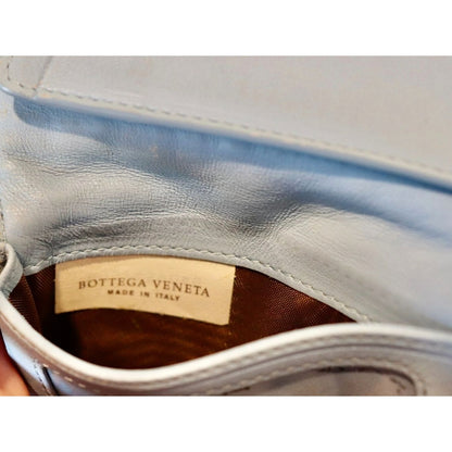 Bottega Veneta Woven Leather Card Holder Wallet Light Blue Italy