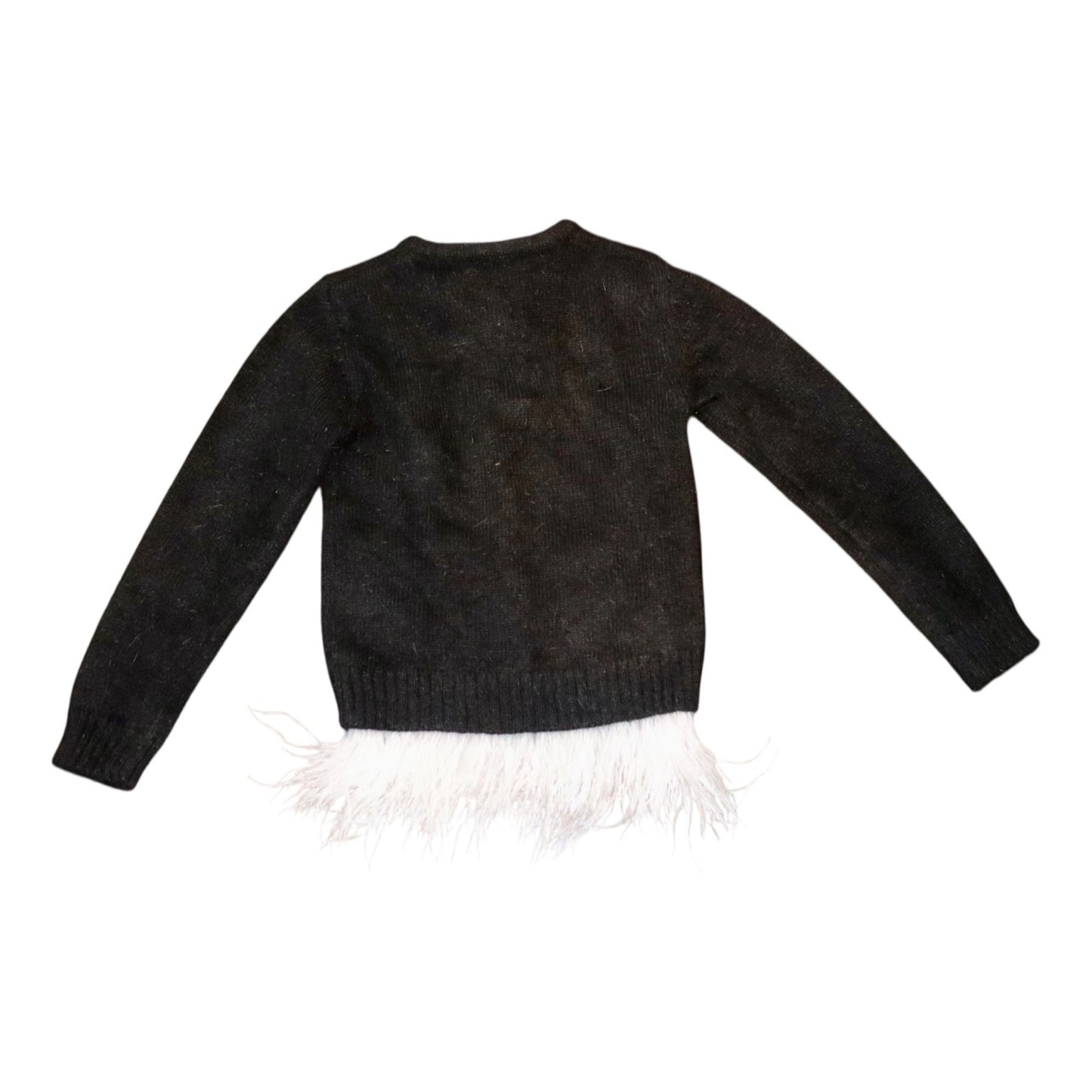 Monnalisa  NWT Girls Black Feather Hem Angora Cardigan Sweater Size 4
