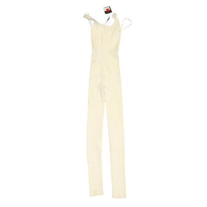 JLUXLABEL White Ribbed Knit Sleeveless Jumpsuit Size S