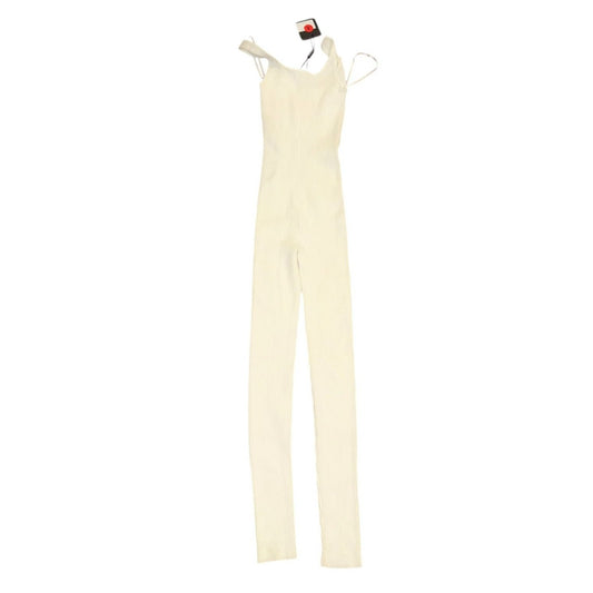 JLUXLABEL White Ribbed Knit Sleeveless Jumpsuit Size S