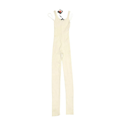 JLUXLABEL White Ribbed Knit Sleeveless Jumpsuit Size S