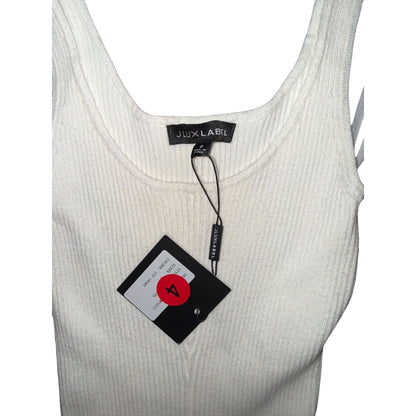JLUXLABEL White Ribbed Knit Sleeveless Jumpsuit Size S