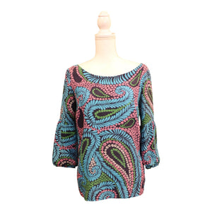 Lilly Pulitzer Womens Paisley Floral Silk Blouse Size 2 Multicolor Long Sleeves