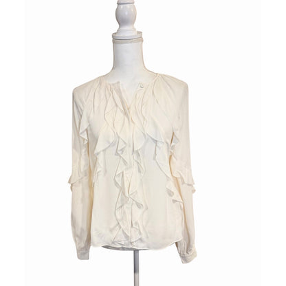 Favorite Daughter Because Of You Ivory Ruffle Long Sleeve Blouse, XS (oversized) NWT