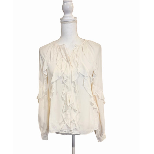 Favorite Daughter Because Of You Ivory Ruffle Long Sleeve Blouse, XS (oversized) NWT