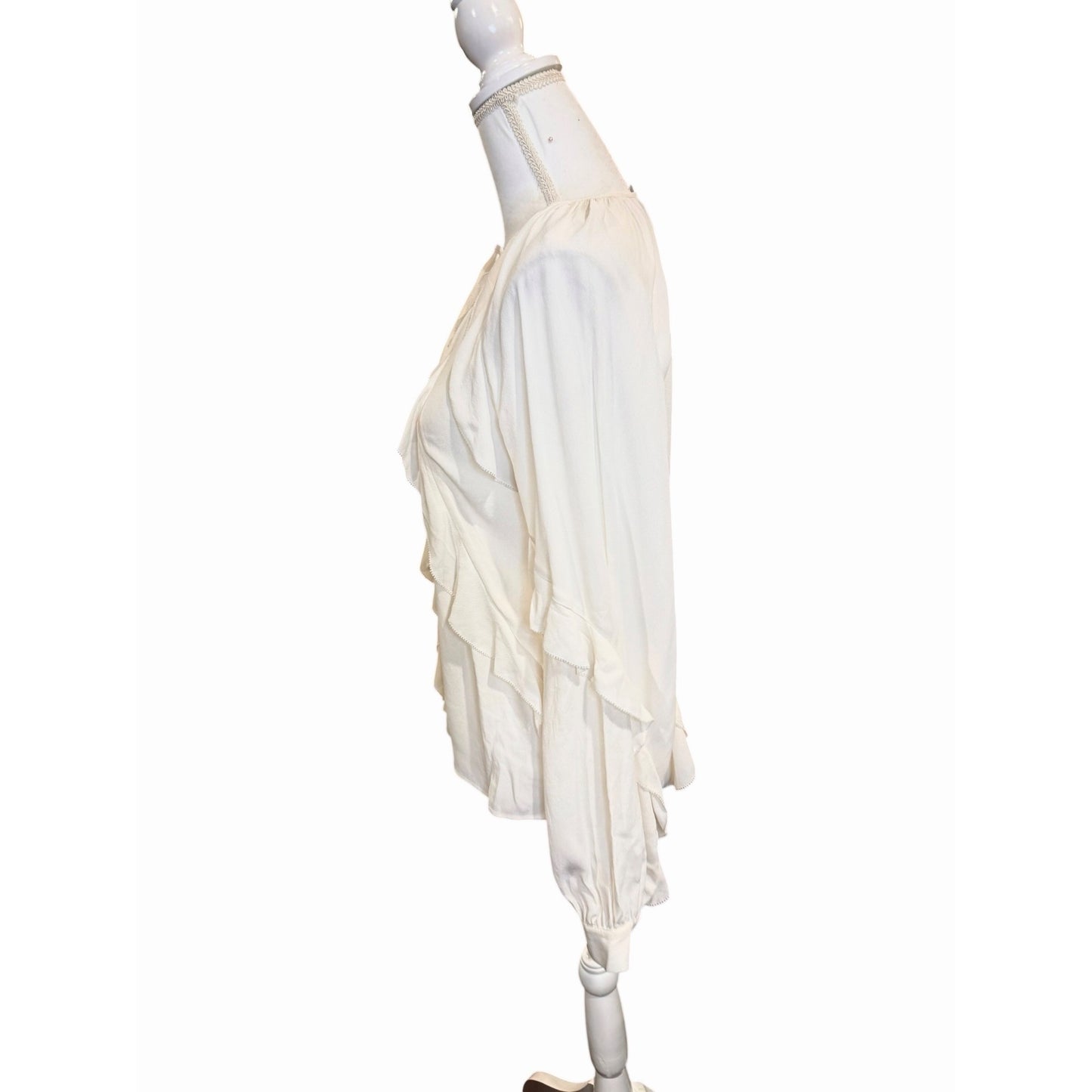 Favorite Daughter Because Of You Ivory Ruffle Long Sleeve Blouse, XS (oversized) NWT