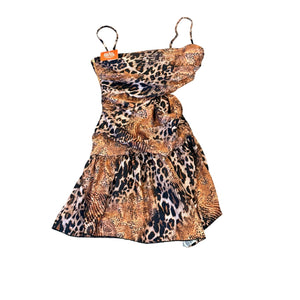 agua bendita  x cade mini dress in brown - wild leopard, Large NWT