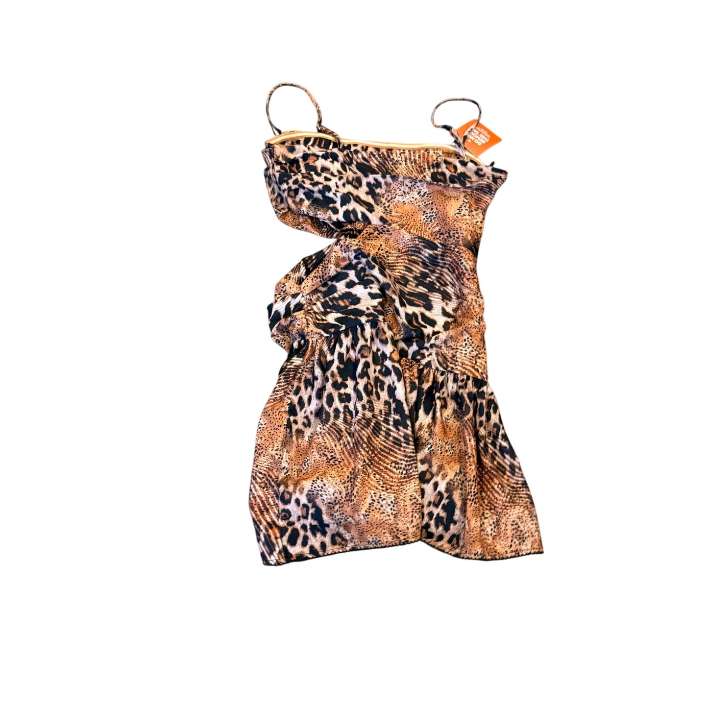 agua bendita  x cade mini dress in brown - wild leopard, Large NWT
