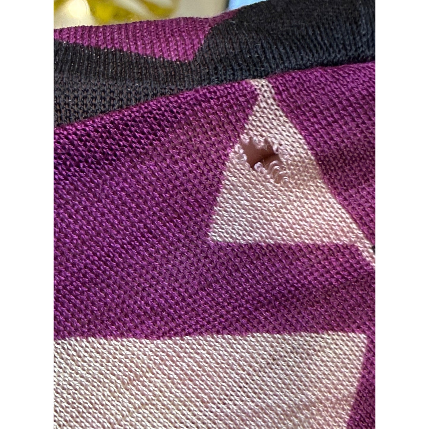 Jean Paul Gautier Womens V-Neck Long-Sleeve Top Geometric Print Purple/Black Size S