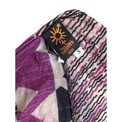 Jean Paul Gautier Womens V-Neck Long-Sleeve Top Geometric Print Purple/Black Size S