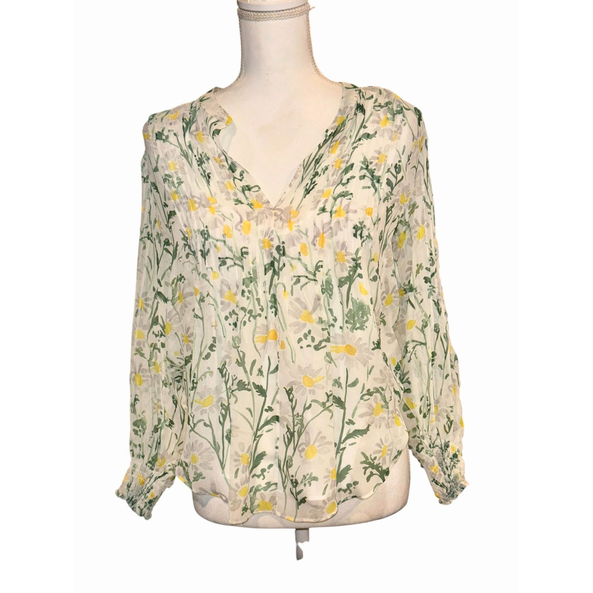 Veronica Beard Floral Blouse V-Neck Long Sleeve, Size 4 (very oversized fits size 8)