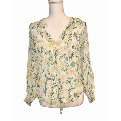 Veronica Beard Floral Blouse V-Neck Long Sleeve, Size 4 (very oversized fits size 8)