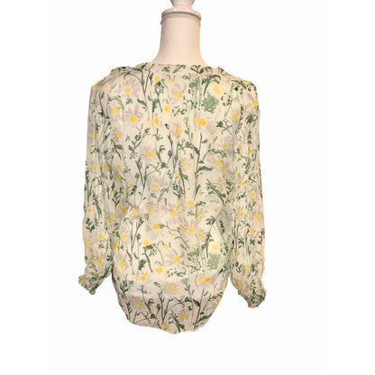 Veronica Beard Floral Blouse V-Neck Long Sleeve, Size 4 (very oversized fits size 8)