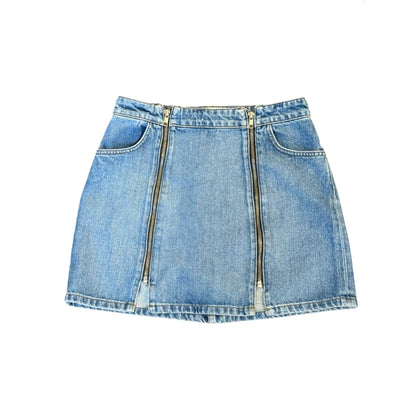Reformation Jeannie Two-Piece Denim Mini Skirt With Zipper Details Size 4 Salton Wash