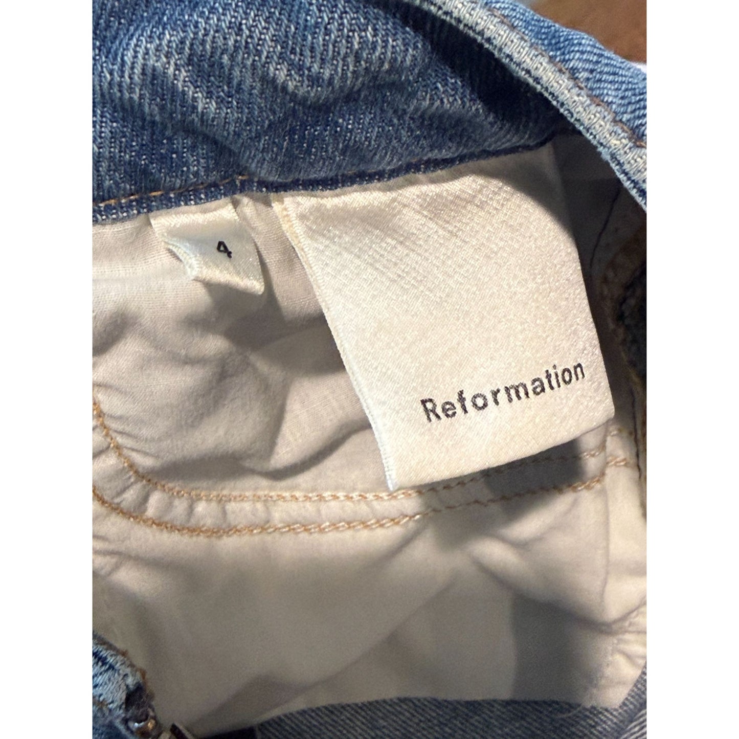 Reformation Jeannie Two-Piece Denim Mini Skirt With Zipper Details Size 4 Salton Wash