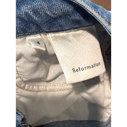 Reformation Jeannie Two-Piece Denim Mini Skirt With Zipper Details Size 4 Salton Wash