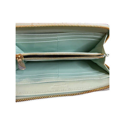 Emilio Pucci Floral Zip-Around Wallet With Gold Hardware & Mint Interior