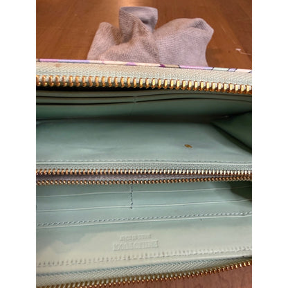 Emilio Pucci Floral Zip-Around Wallet With Gold Hardware & Mint Interior