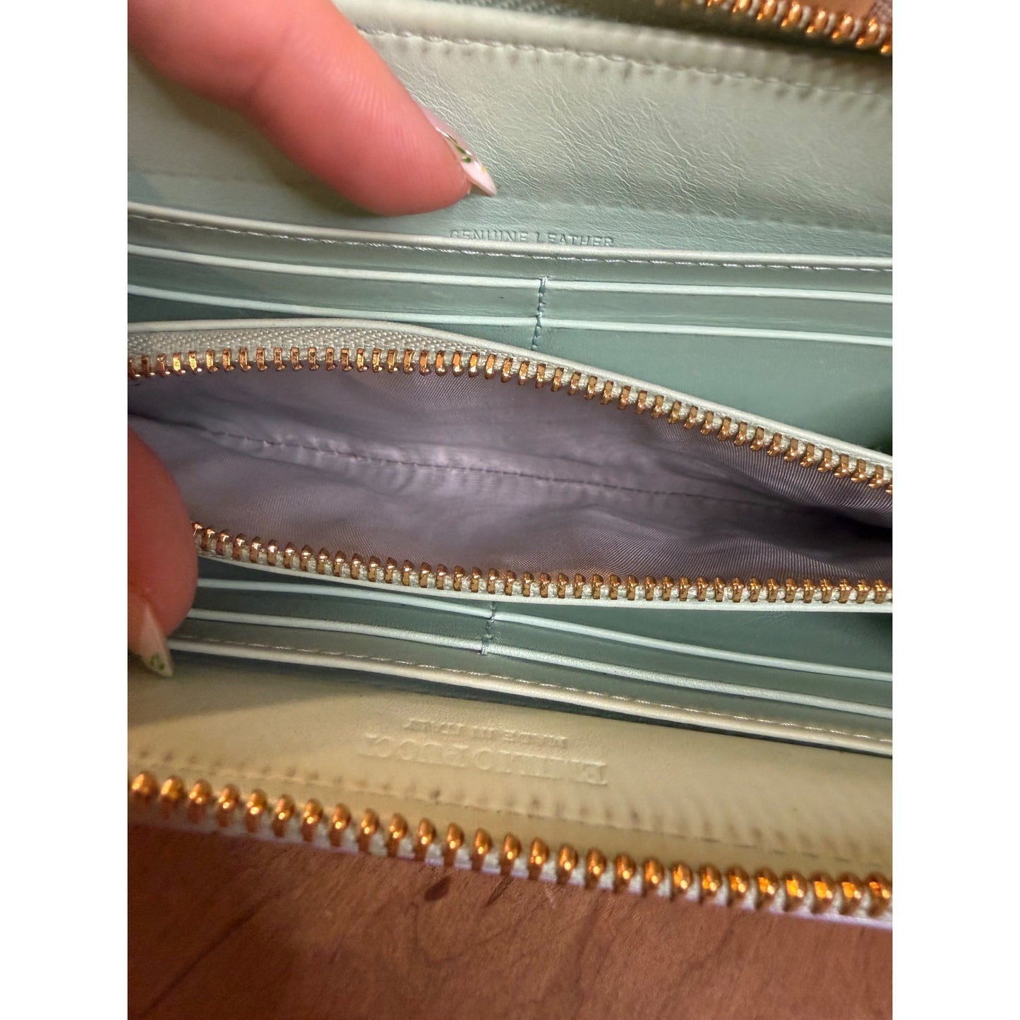 Emilio Pucci Floral Zip-Around Wallet With Gold Hardware & Mint Interior